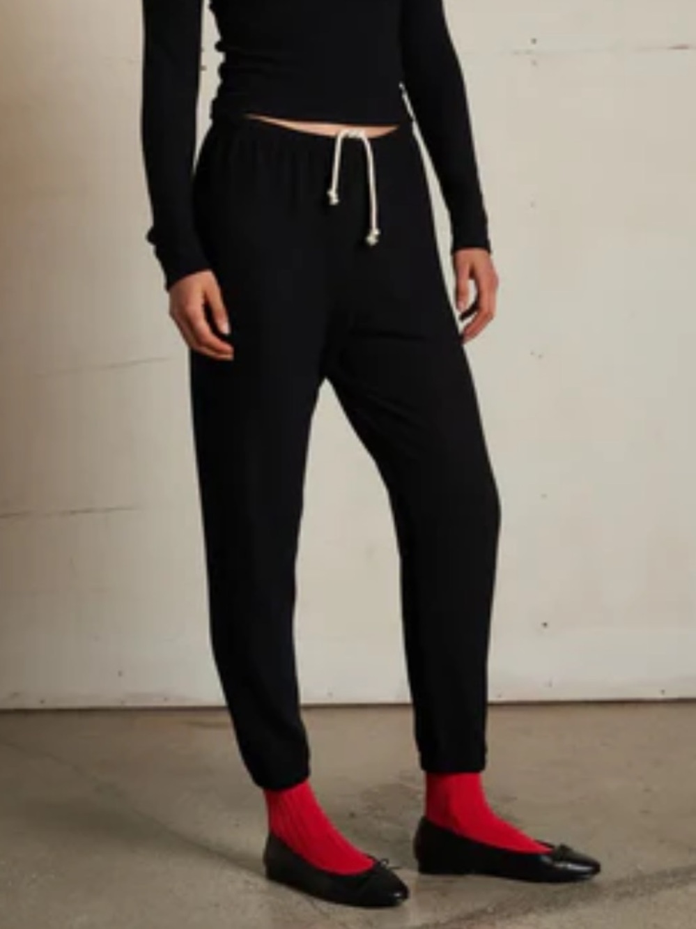 perfectwhitetee Black Drawstring Track Joggers with Contrast Cord